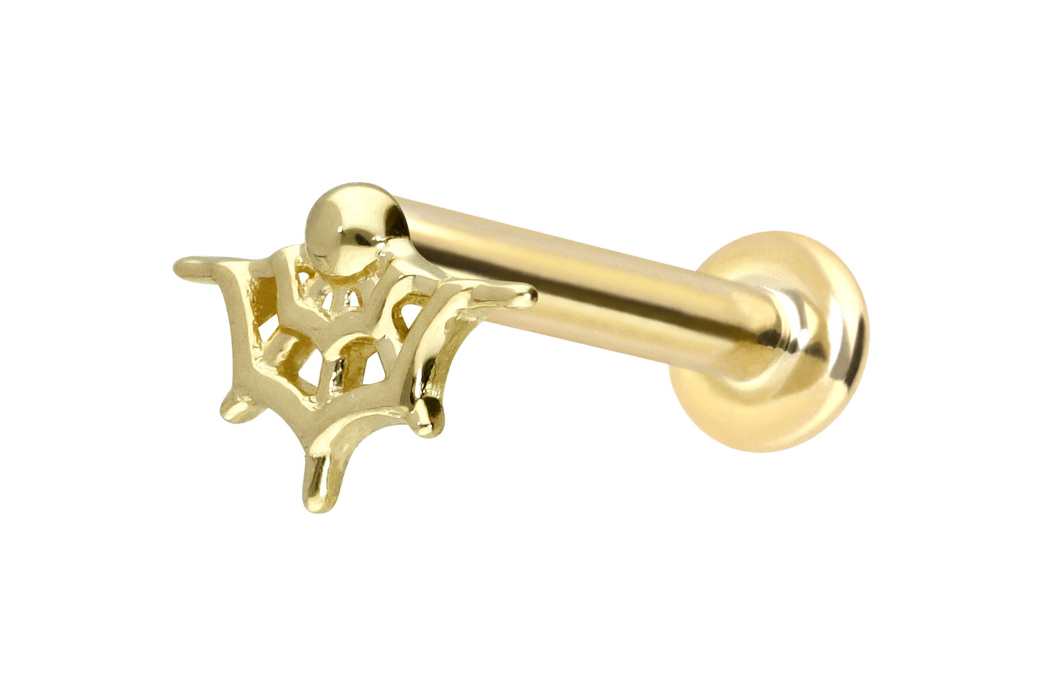 14 Karat Gold Labret Piercing mit Innengewinde SPINNENNETZ